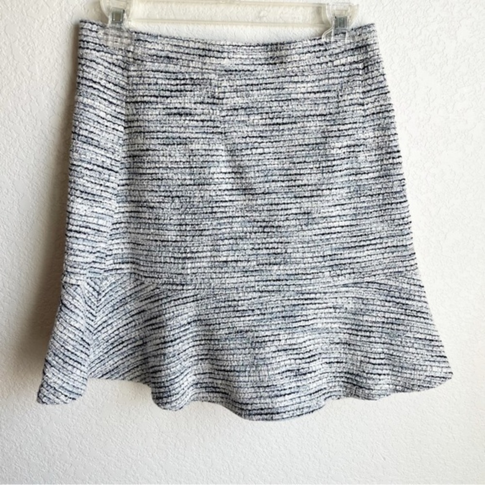 LOFT textured blue and cream fit and flair skirt, size small